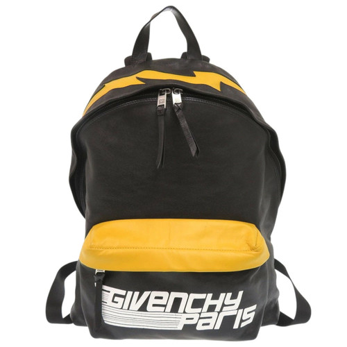 Givenchy Logo Print Leather Black / Yellow Men's Bag #LTB2253