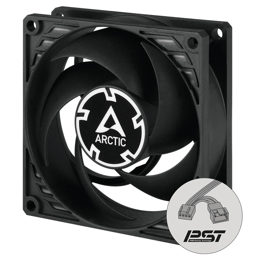 ARCTIC P8 PWM PST CO 80mm 8cm Black PC Case Fan 3000RPM 23.4-CFM 12v 4-Pin