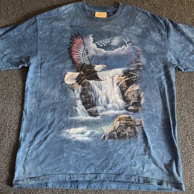 Vintage The Mountain T Shirt Men's XL Bald Eagle American Flag Patriotic  Blue