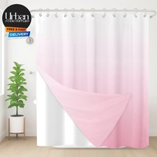 Shower Curtain and Liner Set, Pink and White Ombre Modern Cute Shower Curtain...