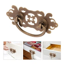 2 Pcs Brass Knobs Gold Cabinet Vintage Barn Door Hardware Handle Pulls