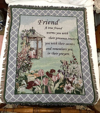 For A Special Friend Tapestry Throw Blanket Friendship Religious Floral 60 X 48