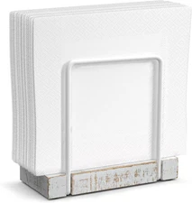 Napkin Holder for Table, Wood 5.78*2.51*5.04 inch, White & Farmhouse 