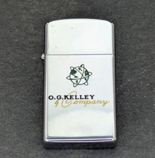O. G. Kelley Company Zippo Slim Lighter Vintage READ