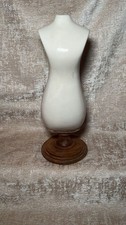 Vintage Decorative Display Ceramic Cream Mannequin With Oak Base #71