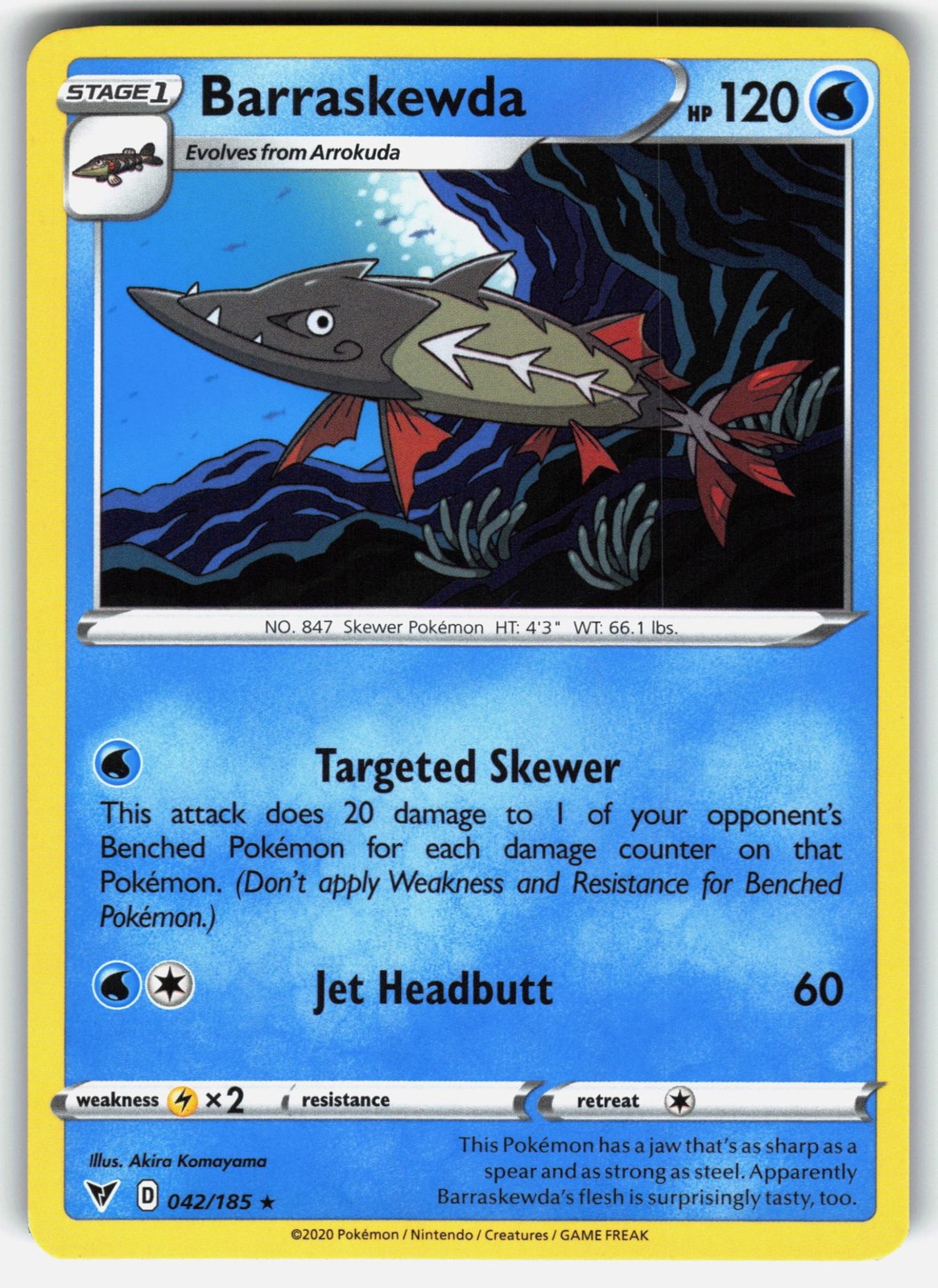Barraskewda 042/185 Rare SWSH04: Vivid Voltage Pokemon EN Lightly Played LP