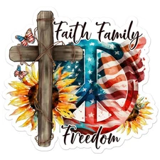Faith Family Freedom Flag - Vinyl Decal Sticker - Car Window Laptop - ebn9220