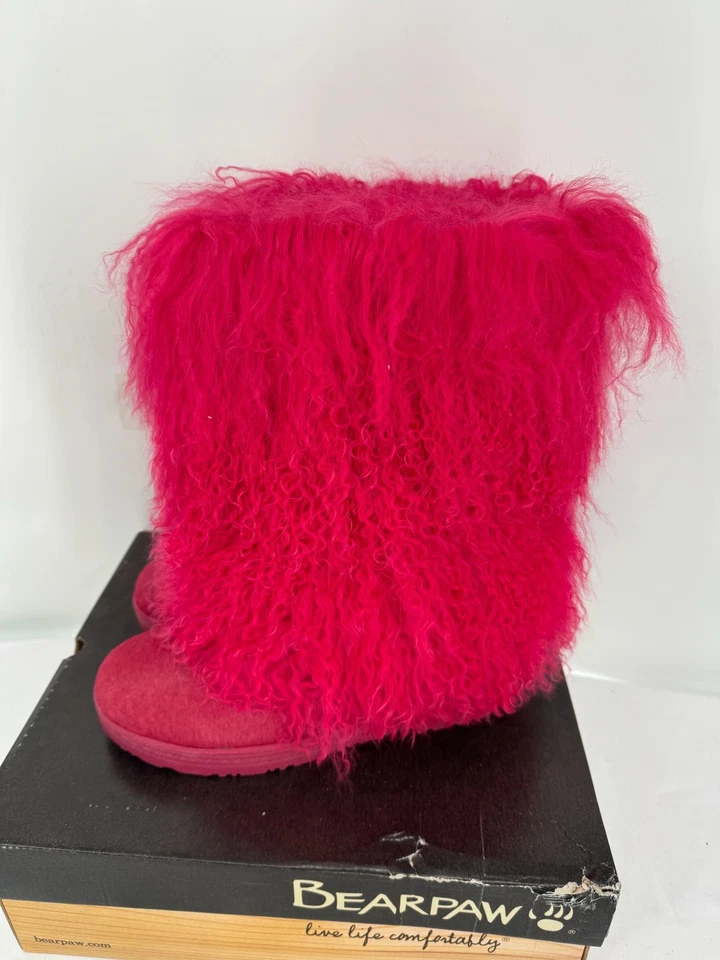 NUEVO EN CAJA BEARPAW Boetis ll Rosa Caliente Rizado Piel de Cordero Lana Forrado Botas de Nieve Para Mujer Talla 9 Foto 3 de 4