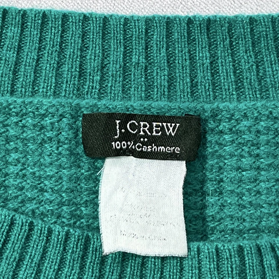 Женский свитер J Crew маленький зеленый/темно-синий цветной блок 100% кашемир вафельная вязка - Изображение 3 из 4