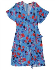 ZARA Womens A-Line Dress UK 18 XL Blue Floral Viscose ON04