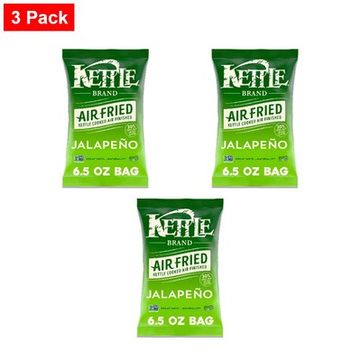 Kettle Brand Potato Chips, Air Fried Jalapeño Kettle Chips, 6.5 Oz Bag - 3 Pack