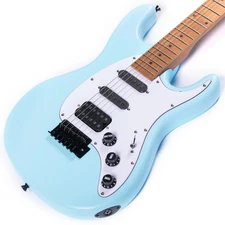 Blue Electric Guitar Maple Fingerboard SSH Pickups Black Hardware