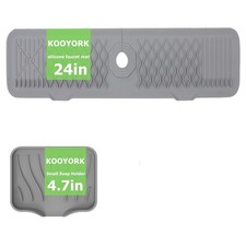 Kitchen Sink Splash Guard, 24  Silicone Draining Mat  4.7  Soap Tray, Sink T...