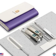 MR.GREEN Manicure & Pedicure Set - Nail Clippers & Hair Scissors in Purple Case
