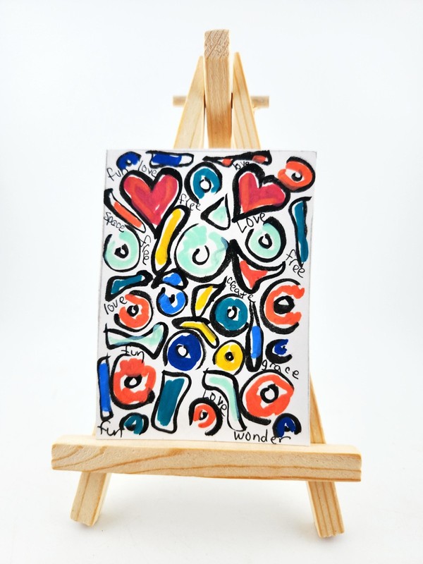 ACEO Original Acrylic Marker, Ink, Affirmations, Pattern By Vanessa S. 2.5"×3.5"
