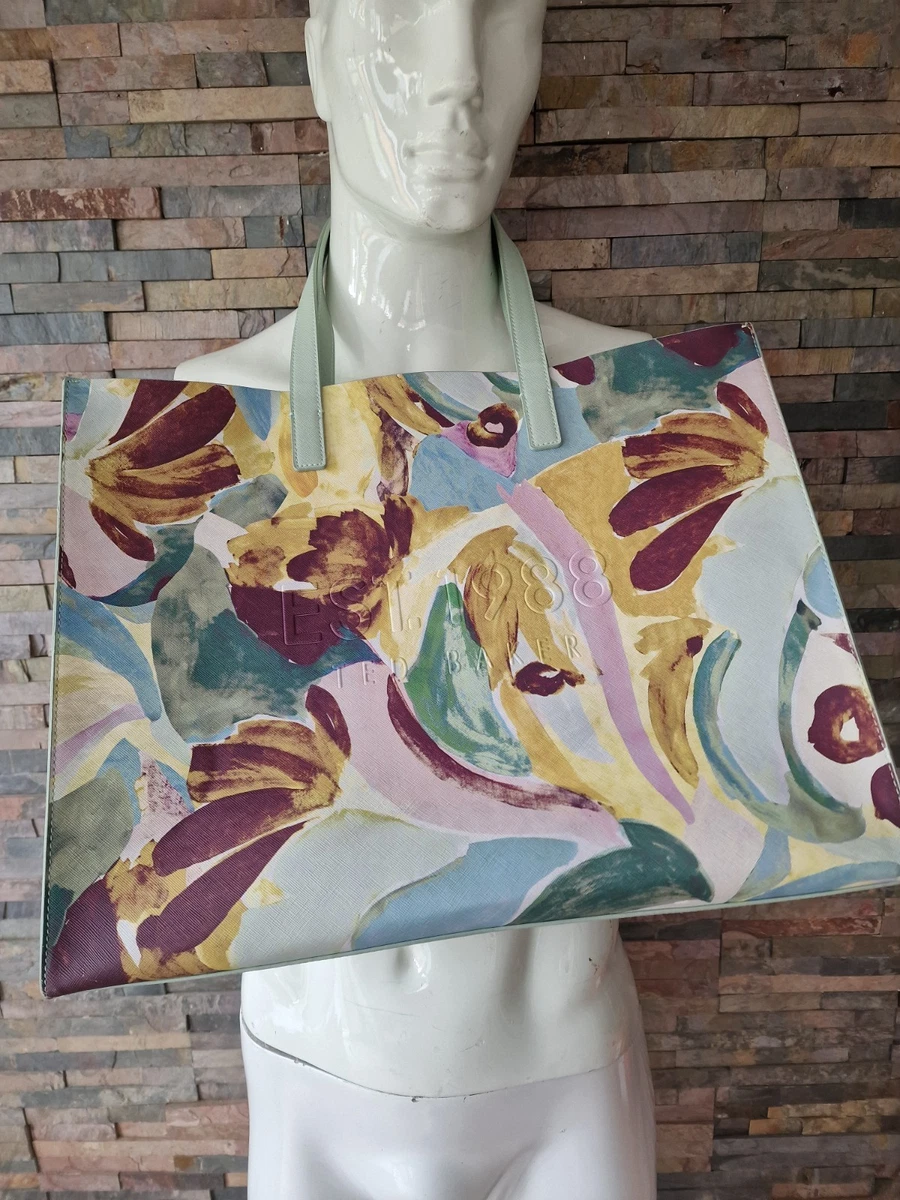 Sac Shopper Ted Baker Floraff Floral Raffia Icon - Orange - Femme - Neuf Avec étiquettes