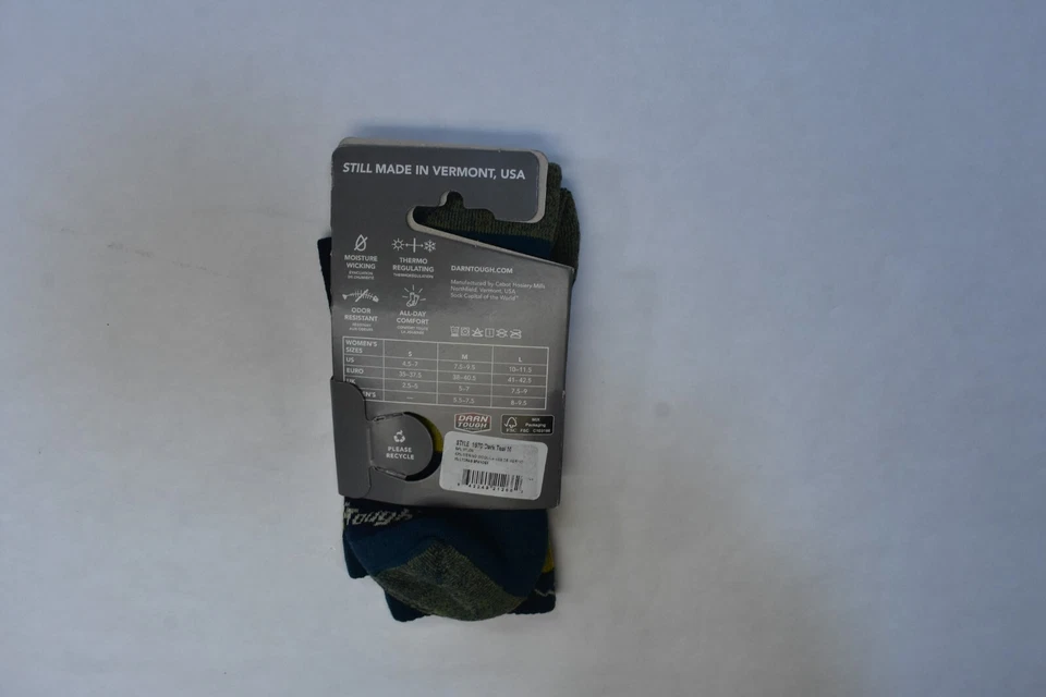 Darn Tough 1970 Lime Bear Town Micro Crew Light Cushion Wool Socks USA Womens M - Image 2 of 4