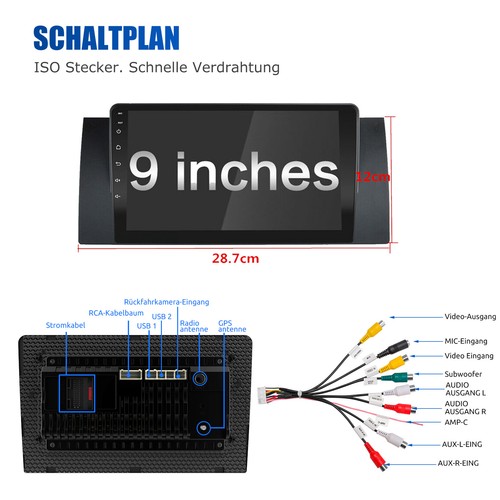Autoradio DAB+ Android 12 2+32G Carplay GPS Navi WIFI Für BMW 5er E39 X5 E53 E38 - Bild 12 von 14