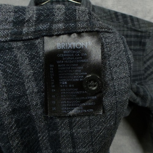 Brixton Shirt Mens Medium Gray Plaid Flannel Outdoor Button Up Casual - Picture 9 of 10