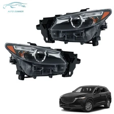 Headlights For Mazda CX-9 CX9 2016-2021-23 Left&Right NO AFS Headlamps LED Black