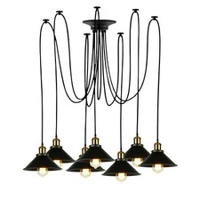1-9 Way Ceiling Spider Light Fitting Industrial Chandelier Black Hanging Lamp