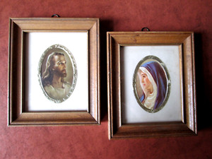 Warner Sallman Jesus and Virgin Mary Mother Vintage 2 Framed Lithographs
