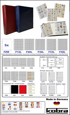 Münzalbum-Mixed-Schwarz-KOBRA-FR-SO-B-5-Münzhüllen-+-ZWL-für-143-Münzen-bis-44mm