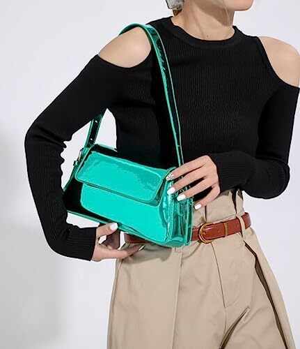 Evening Bag Women Y2k Silver Purse Hobo Bag Tote Handbag Satchel Bag A Green - Picture 3 of 7
