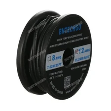 12 Gauge Flexible Silicone Wire Black 50 ft 600V 200 deg C Tinned Copper Wire