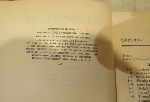Strength of Materials by Ferdinand L. Singer 1951 1st Edition Vintage Science HC - Imagen 5 de 10