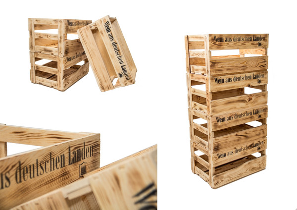4Er Set Weinkisten Aus Holz Holzkiste Allzweckkiste Weinregal Holzbox Rustikal-image