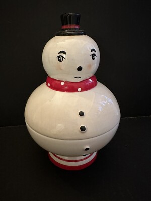 NEW Transpac Johanna Parker Nostalgic Snowman Candy/Nut Dish, Folk Art 7''