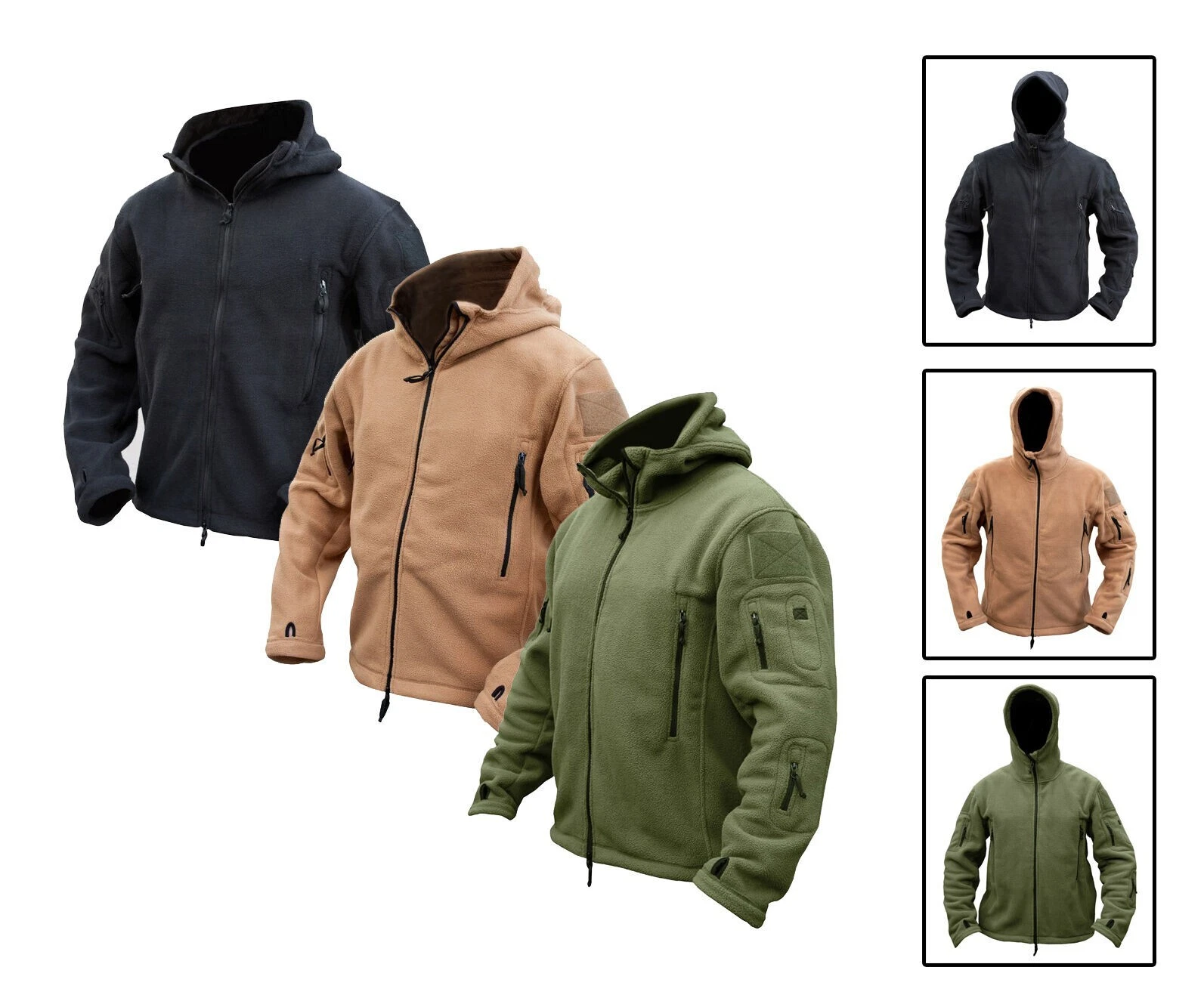 Tactical Recon Fleece Jacket Army Hoodie Security Full Zip Combat Police Hoodies
