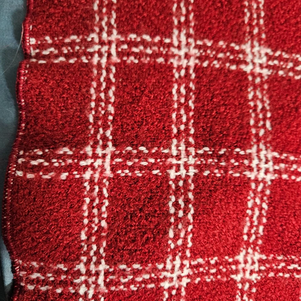 Manta de mezcla de cachemir rojo blanco a cuadros estadio picnic campamento 85"x55" Foto 2 de 4