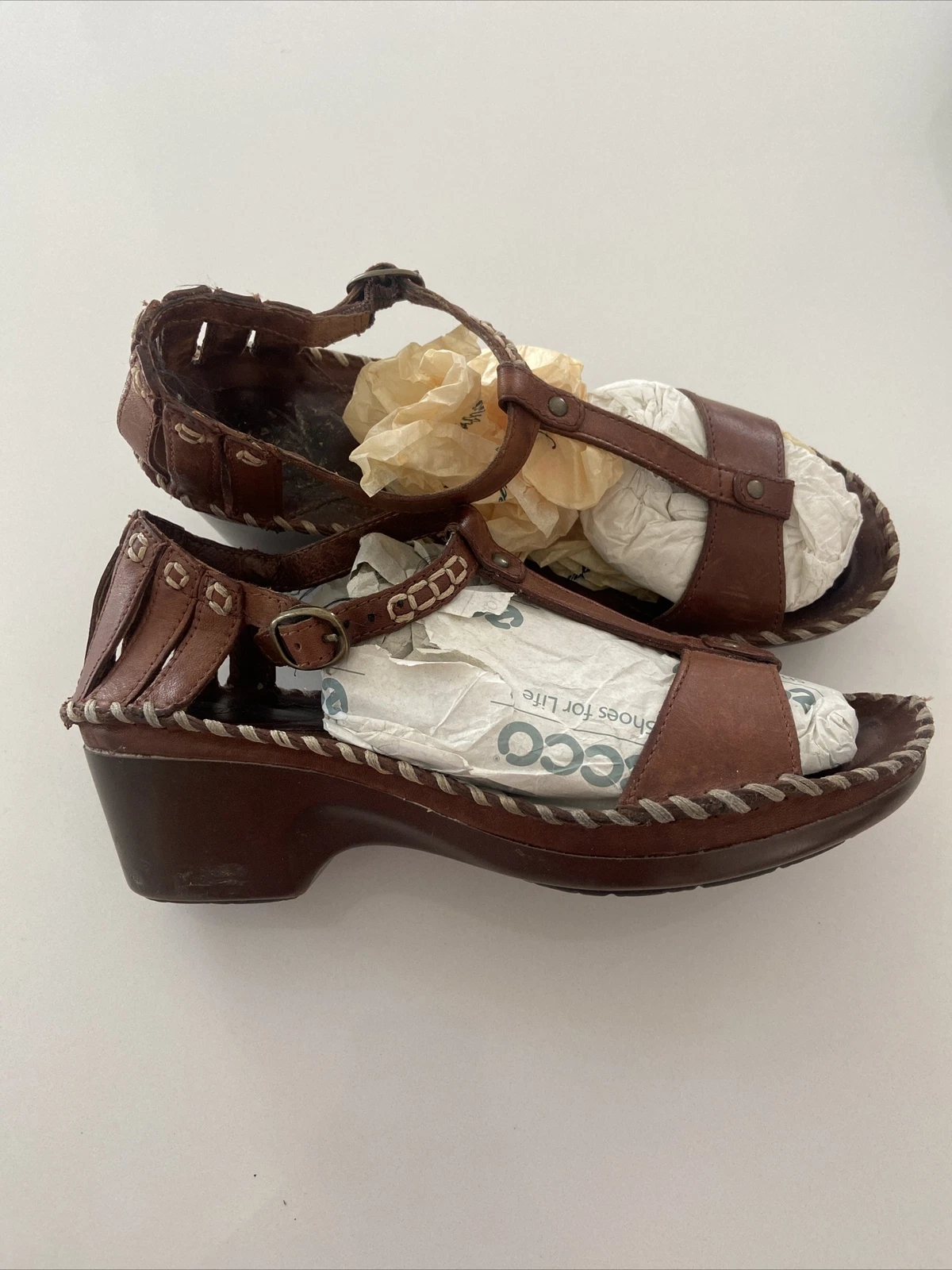 sandali con cinturino in pelle marrone ecco taglia 7