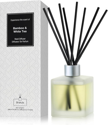 Reed Diffusers Set - Bamboo & White Tea Scented Aromatic Oil Diffuser 10 Sticks