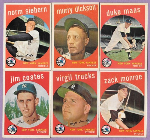 1959 Topps Yankees team set lot: Ford Kubek Howard Skowron Richardson McDougald - Picture 3 of 4