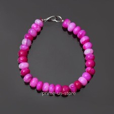 Pink Shaded Opal Smooth Roundel Shape Gemstone Beads Bracelet, Anniversary Gift
