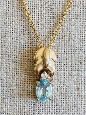 925 Silber 14kt Gold Vermeil Natur Blau Topas Anhänger Halskette