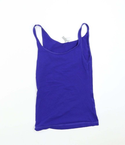 H&M Damen blau Baumwolle Basic Tank Größe S runder Ausschnitt