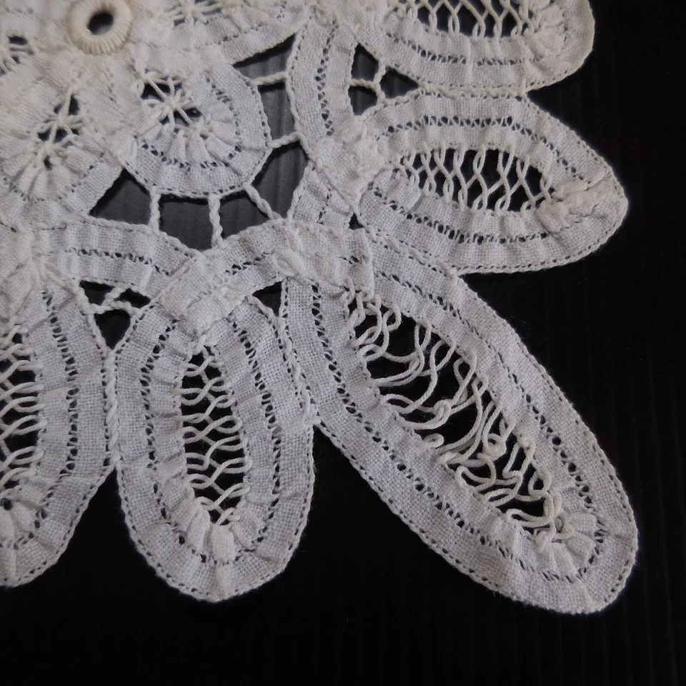 Napperon rectangle dentelle ruban broderie art nouveau fait main France N7105 - Photo 4/4