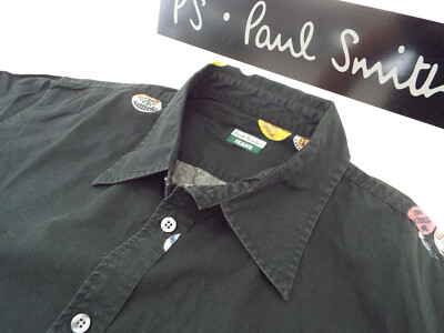 PAUL SMITH Herren Hemd   Größe L (BRUSTUMFANG 44'')   UVP 95£+  SELTEN PIN BADGE PRINT