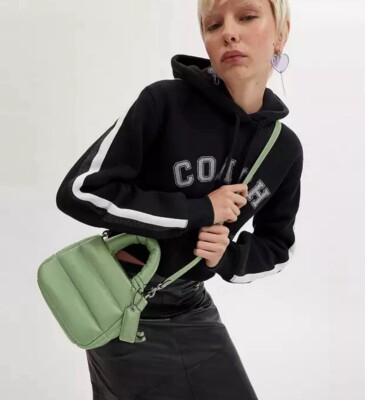 ★COACH★優雅な演出のための★Pillow Tote Bag Mini★バッグ NWT Coach Mini Pillow Tote Quilted Bag Silver Pale Pistachio