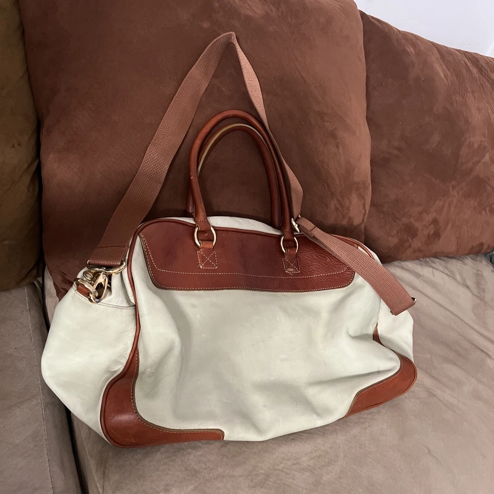 Bolso de Mano Tangaroa Terrida Marrón Cuero y Verde Grande Hecho en Italia Usado Foto 4 de 4