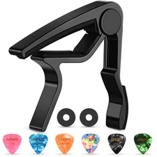LEKATO Acoustic Electric Guitar Capo Quick Release with 6 Picks/2 Strap Locks