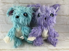 Scruff-A-Luvs Purple Bunny Rabbit & Blue Puppy Dog Plush Shaggy Fur Moose Toys