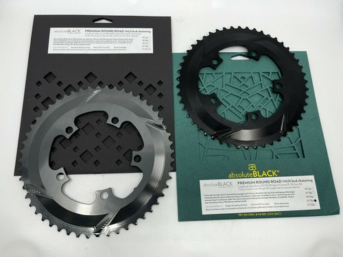 AbsoluteBlack BCD110x5 Premium 2x Round Road Chainring (Black/Grey) - Picture 2 of 5