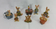 BB Suzi Set of 7 (+ Bonus) Bunny Rabbit Figurines Suzi Skoglund Blossom Bucket 