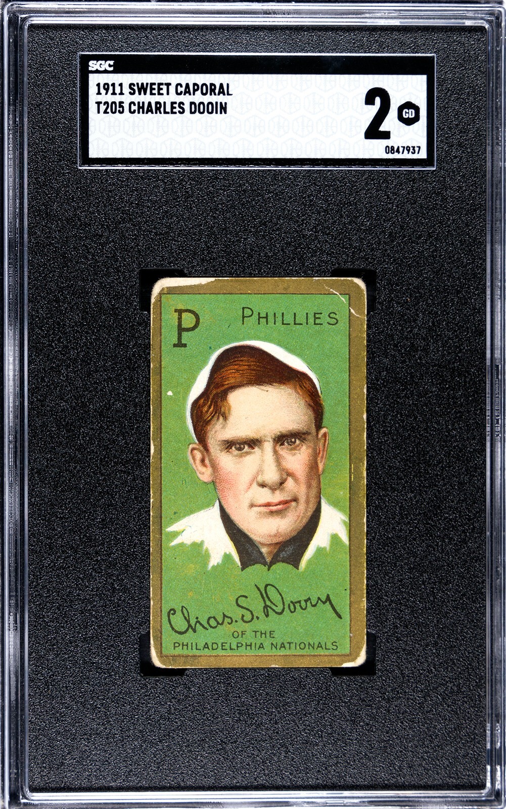 1911 T205 CHARLES DOOIN Philadelphia Phillies SGC 2 Good Condition
