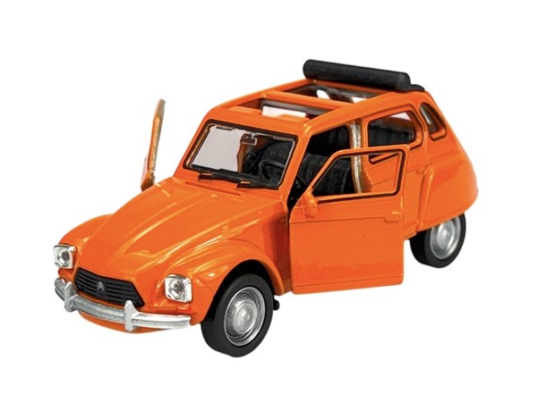 Welly Old Timer Citroen Dyane Orange 1:34 Die Cast Metal Model Neu Kasten 43859-image